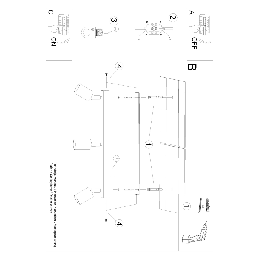 Kohtvalgusti VERDO 3xGU10/10W/230V must/pöök