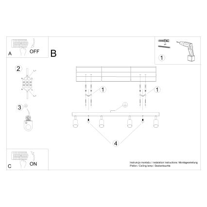 Kohtvalgusti VERDO 4xGU10/10W/230V must/pöök