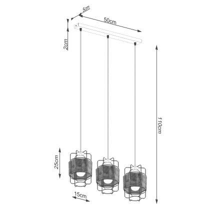 Lühter GIZUR 3xE27/15W/230V