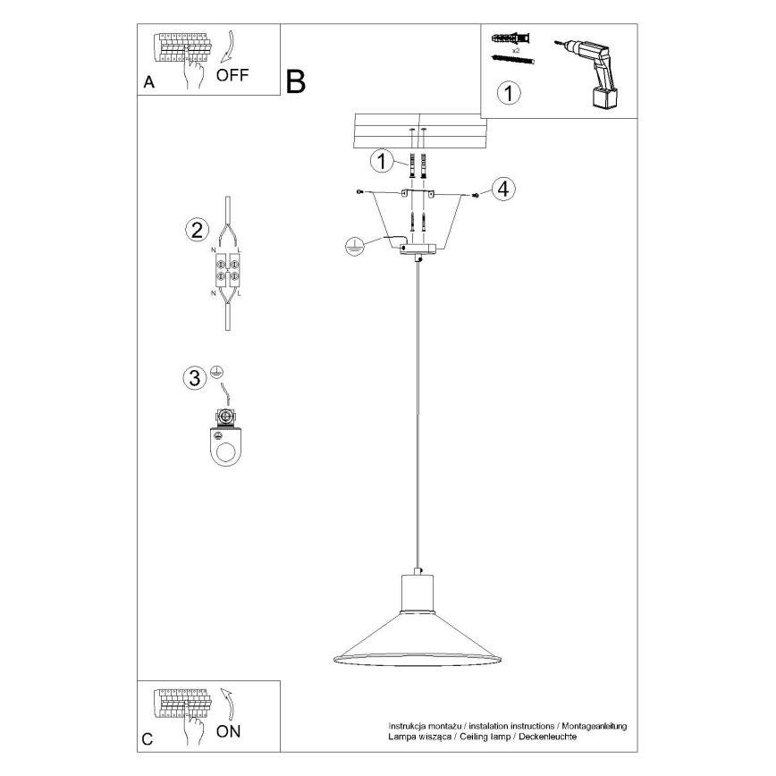 Lühter JAGA 1xE27/15W/230V d. 30 cm must