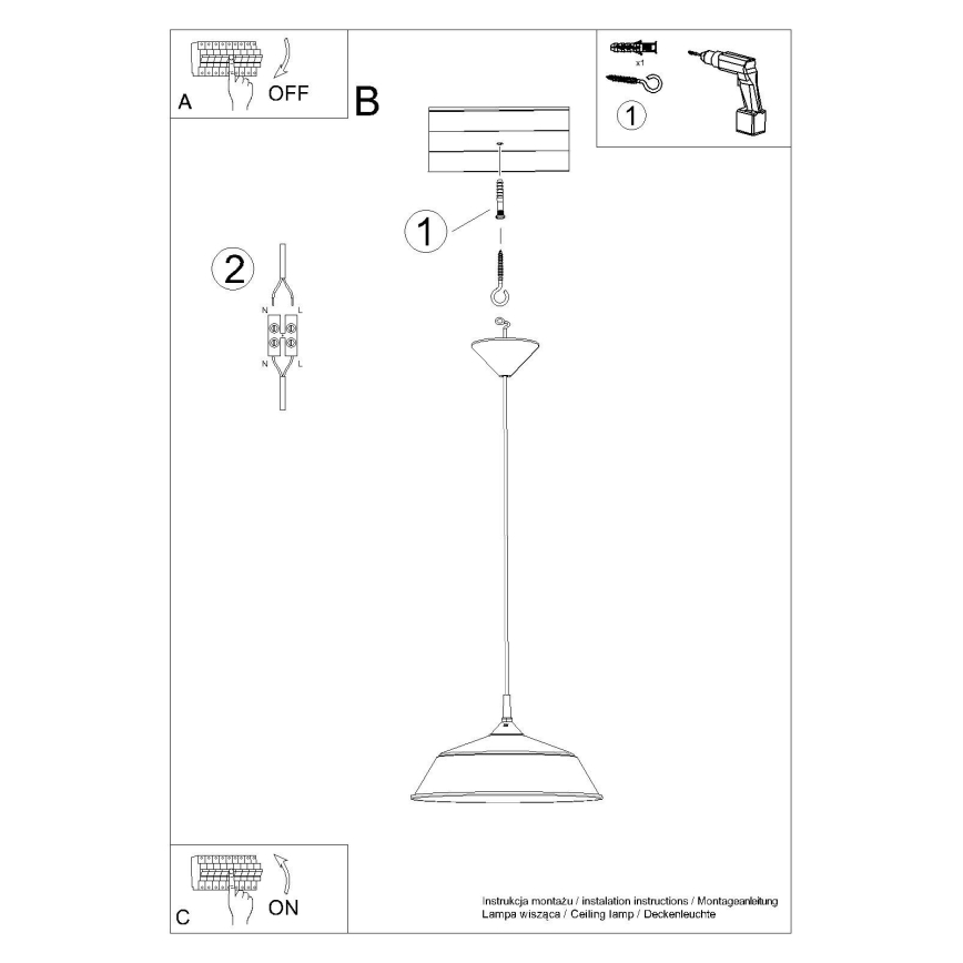 Lühter FRIKA 1xE27/15W/230V d. 34 cm must