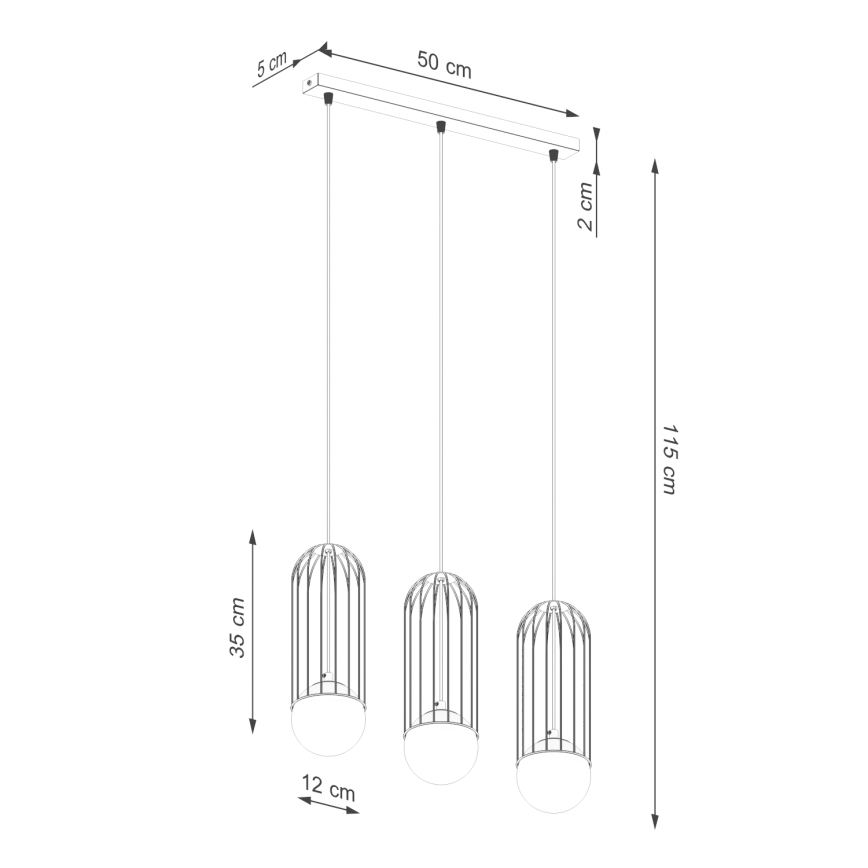 Lühter BRINA 3xG9/8W/230V must