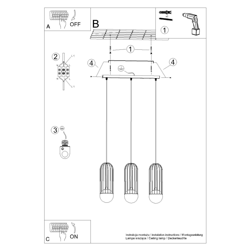 Lühter BRINA 3xG9/8W/230V must