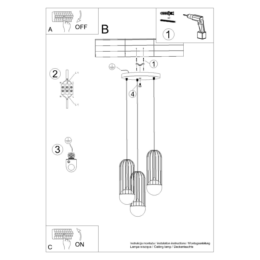 Lühter BRINA 3xG9/8W/230V must