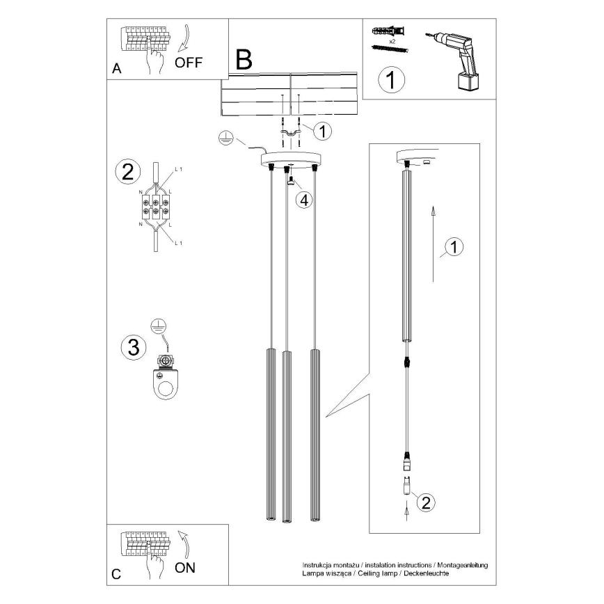 Lühter ARCHE 3xG9/8W/230V must