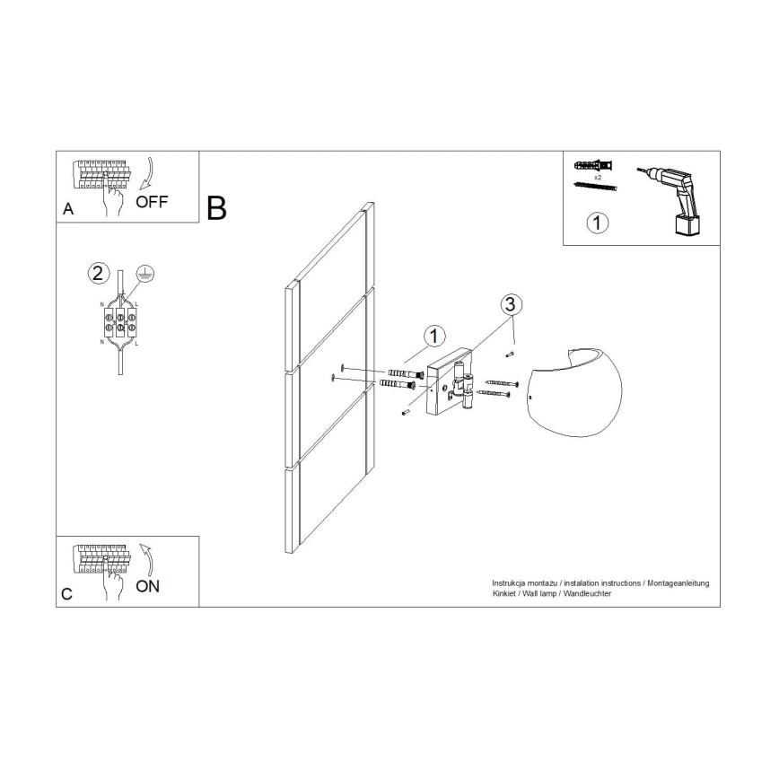 Seinavalgusti GLOBE 2xG9/8W/230V betoon/hall