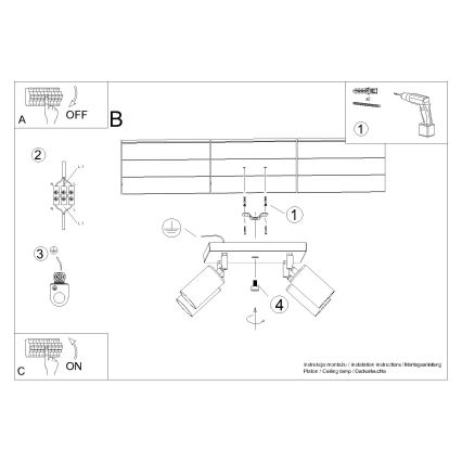 Kohtvalgusti WINX 4xGU10/10W/230V must/läikiv kroom