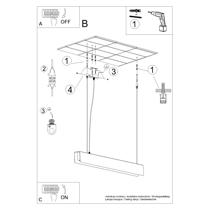 LED Lühter SPARK 1xG13/8,5W/230V must