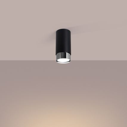 Kohtvalgusti NERO 1xGU10/10W/230V 12,5 cm must/läikiv kroom