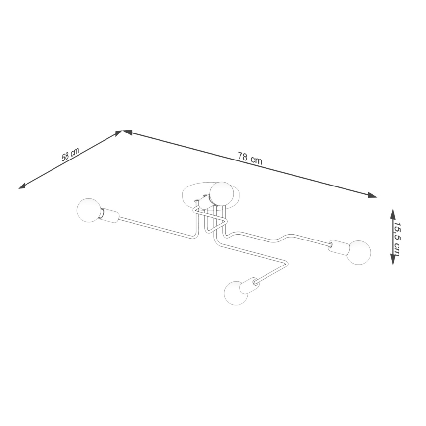 Pinnale kinnitatav lühter VECTOR 4xE27/15W/230V valge