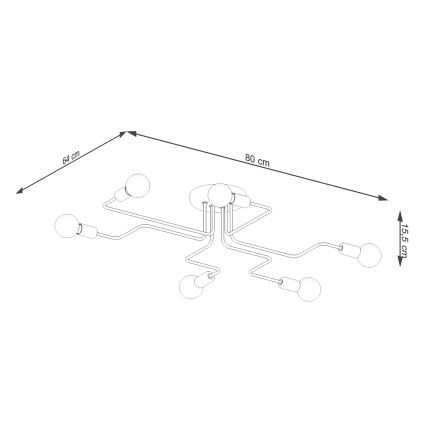 Pinnale kinnitatav lühter VECTOR 6xE27/15W/230V valge