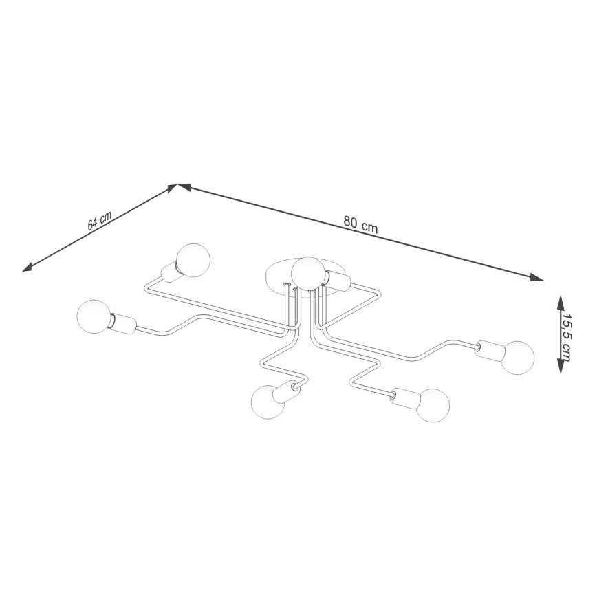 Pinnale kinnitatav lühter VECTOR 6xE27/15W/230V valge