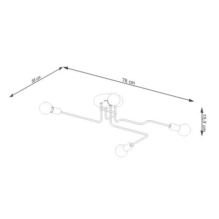 Pinnale kinnitatav lühter VECTOR 4xE27/15W/230V must
