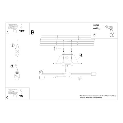 Pinnale kinnitatav lühter VECTOR 4xE27/15W/230V must