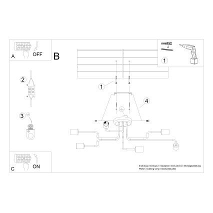 Pinnale kinnitatav lühter VECTOR 6xE27/15W/230V must
