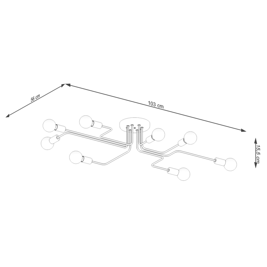 Pinnale kinnitatav lühter VECTOR 8xE27/15W/230V must