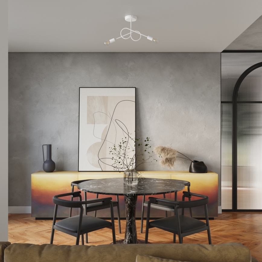 Pinnale kinnitatav lühter LOOP 2xE27/15W/230V valge