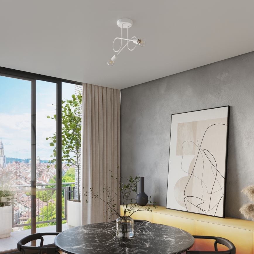 Pinnale kinnitatav lühter LOOP 2xE27/15W/230V valge