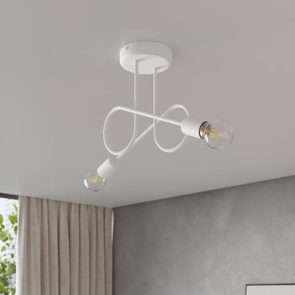 Pinnale kinnitatav lühter LOOP 2xE27/15W/230V valge