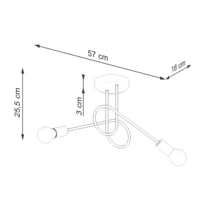 Pinnale kinnitatav lühter LOOP 2xE27/15W/230V valge
