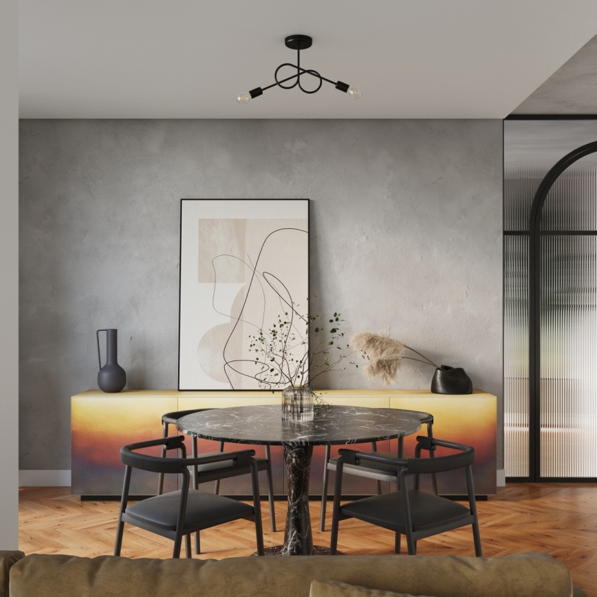 Pinnale kinnitatav lühter LOOP 2xE27/15W/230V must