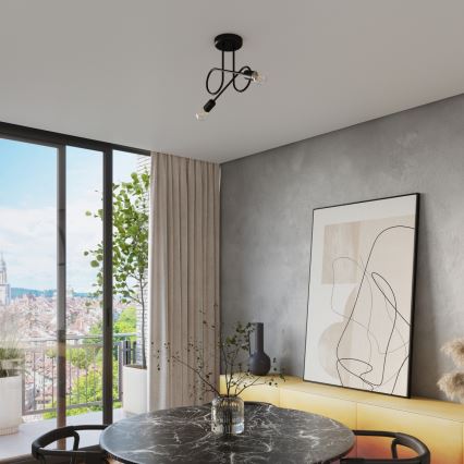 Pinnale kinnitatav lühter LOOP 2xE27/15W/230V must