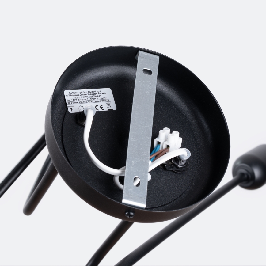 Pinnale kinnitatav lühter LOOP 2xE27/15W/230V must