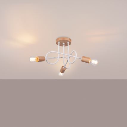 Pinnale kinnitatav lühter EMBER 3xE27/15W/230V valge/beež/pöök