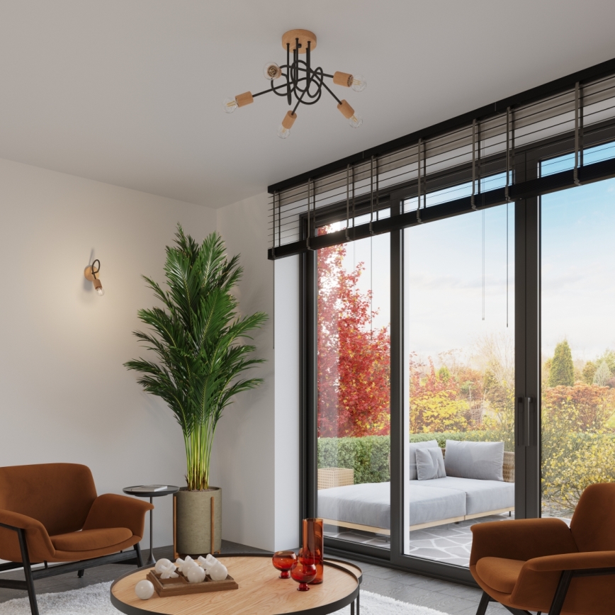 Seinavalgusti EMBER 1xE27/15W/230V must/beež/pöök