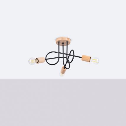 Pinnale kinnitatav lühter EMBER 3xE27/15W/230V must/beež/pöök