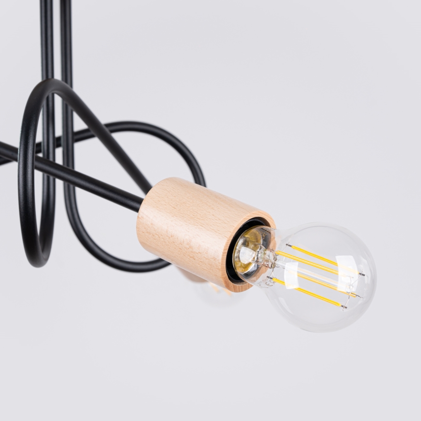 Pinnale kinnitatav lühter EMBER 3xE27/15W/230V must/beež/pöök