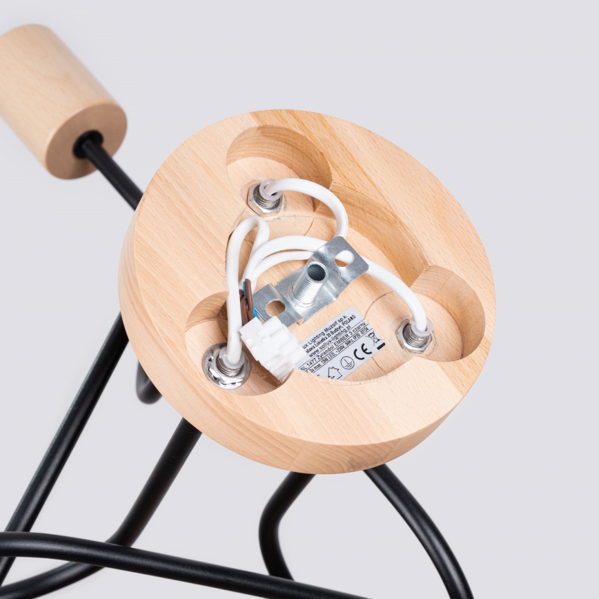Pinnale kinnitatav lühter EMBER 3xE27/15W/230V must/beež/pöök