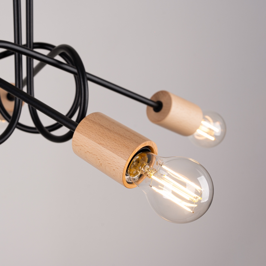 Pinnale kinnitatav lühter EMBER 5xE27/15W/230V must/beež/pöök