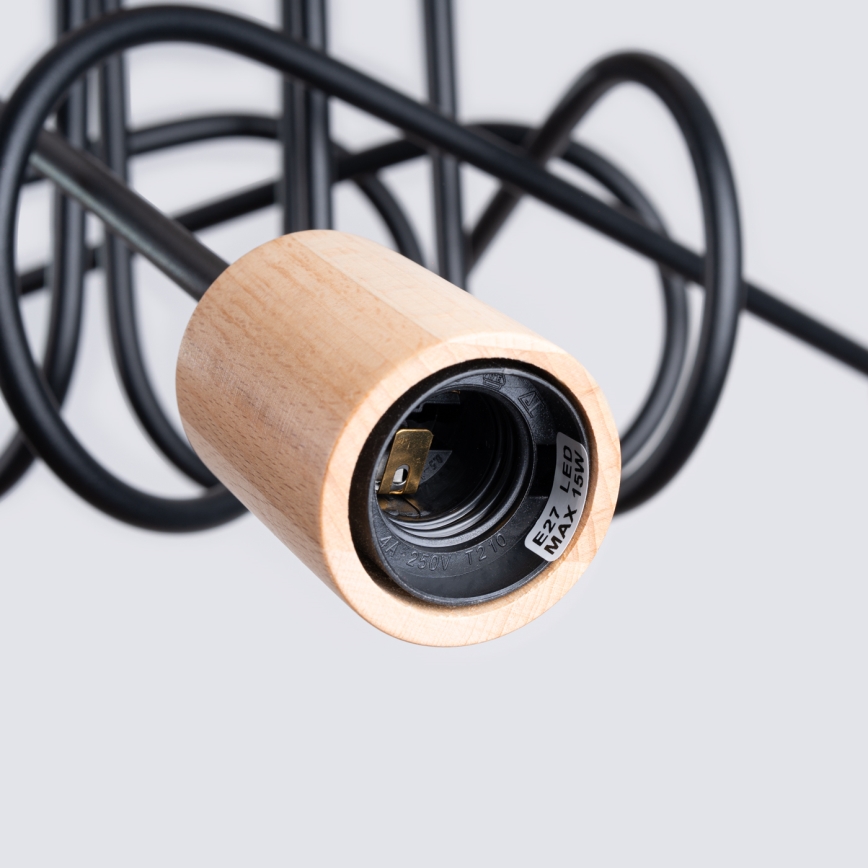Pinnale kinnitatav lühter EMBER 5xE27/15W/230V must/beež/pöök