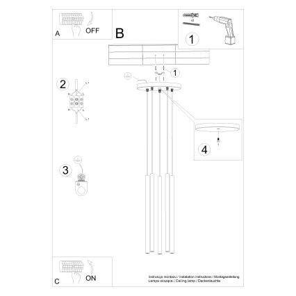Lühter PASTELO 5xG9/8W/230V punane