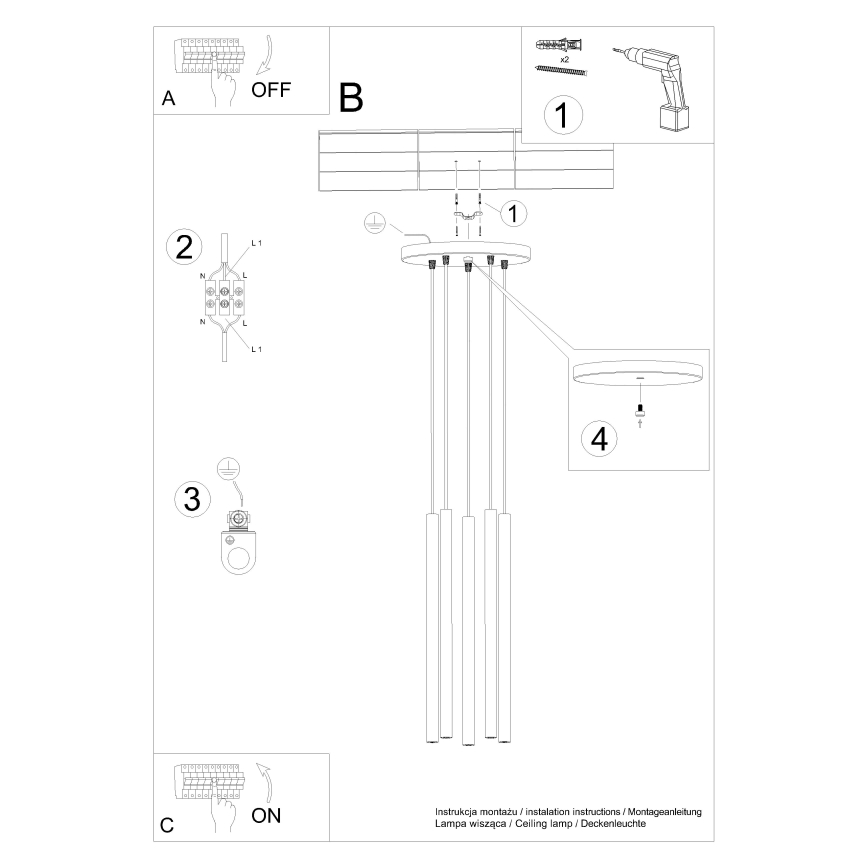 Lühter PASTELO 5xG9/8W/230V punane