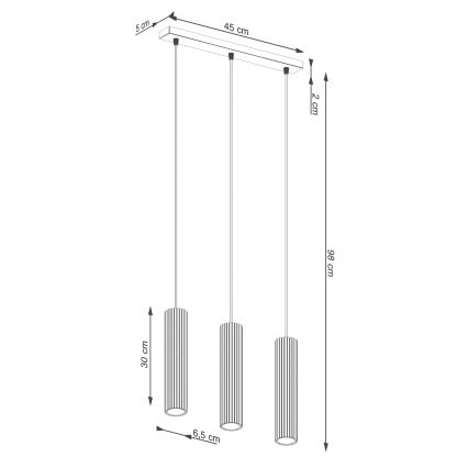 Lühter KARBON 3xGU10/10W/230V must