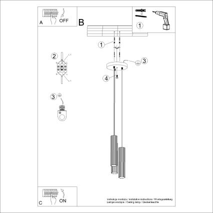 Lühter KARBON 3xGU10/10W/230V must