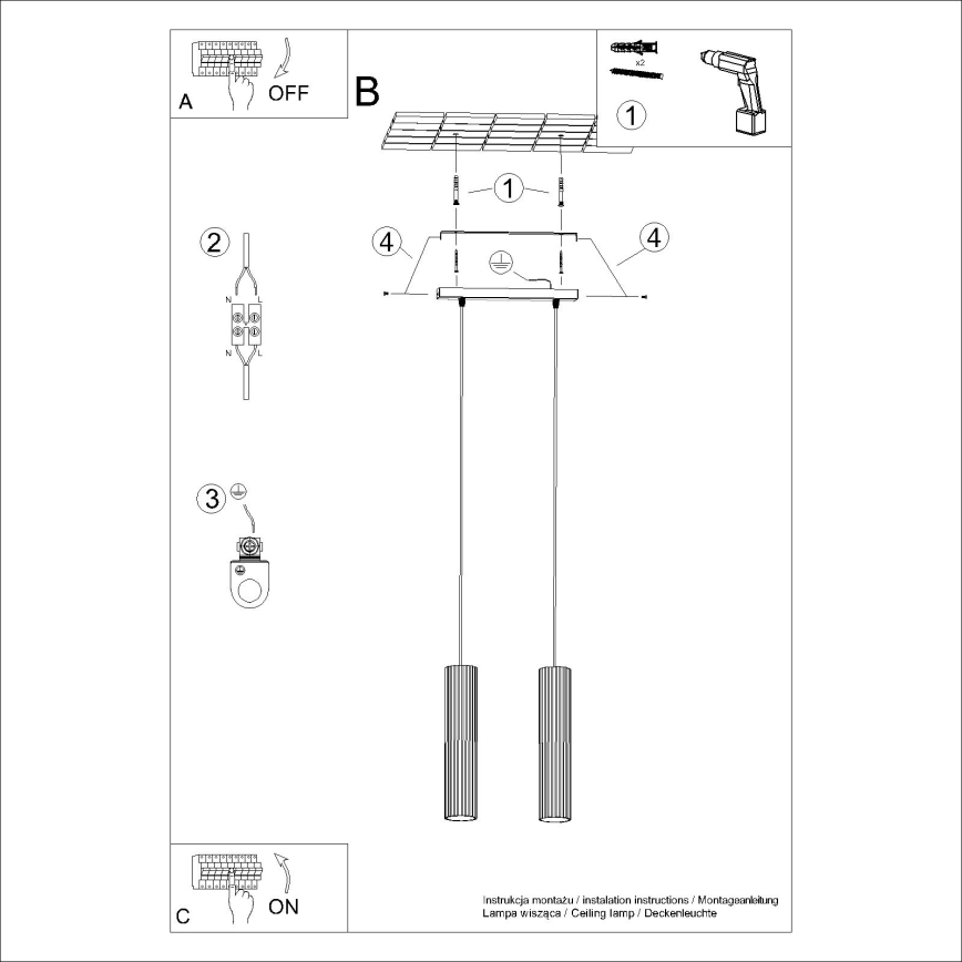 Lühter KARBON 2xGU10/10W/230V punane