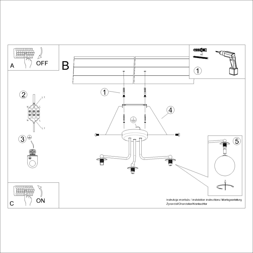 Ripplühter ASTRAL 3xG9/8W/230V valge