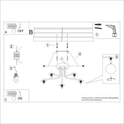Ripplühter ASTRAL 5xG9/8W/230V valge