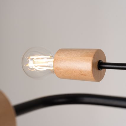 Pinnale kinnitatav lühter TIMBO 4xE27/15W/230V must/beež/pöök