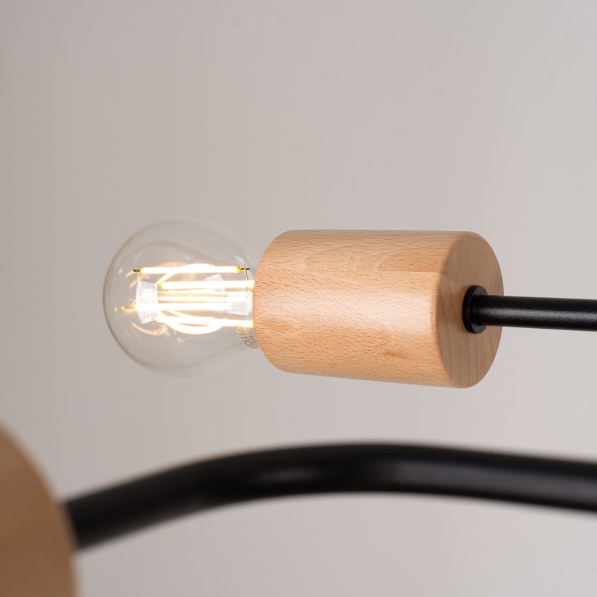 Pinnale kinnitatav lühter TIMBO 4xE27/15W/230V must/beež/pöök