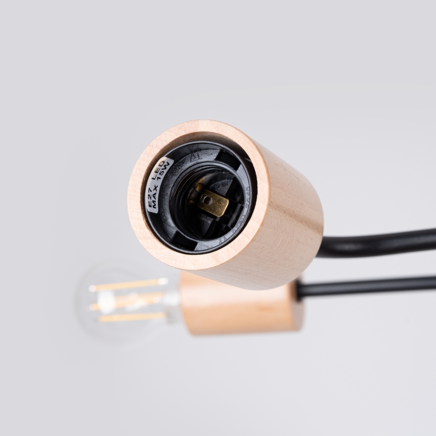 Pinnale kinnitatav lühter TIMBO 4xE27/15W/230V must/beež/pöök