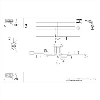 Pinnale kinnitatav lühter TIMBO 6xE27/15W/230V must/beež/pöök