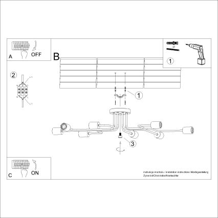 Pinnale kinnitatav lühter TIMBO 8xE27/15W/230V must/beež/pöök