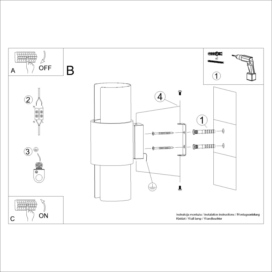 Seinavalgusti FLASH 2xE27/15W/230V valge