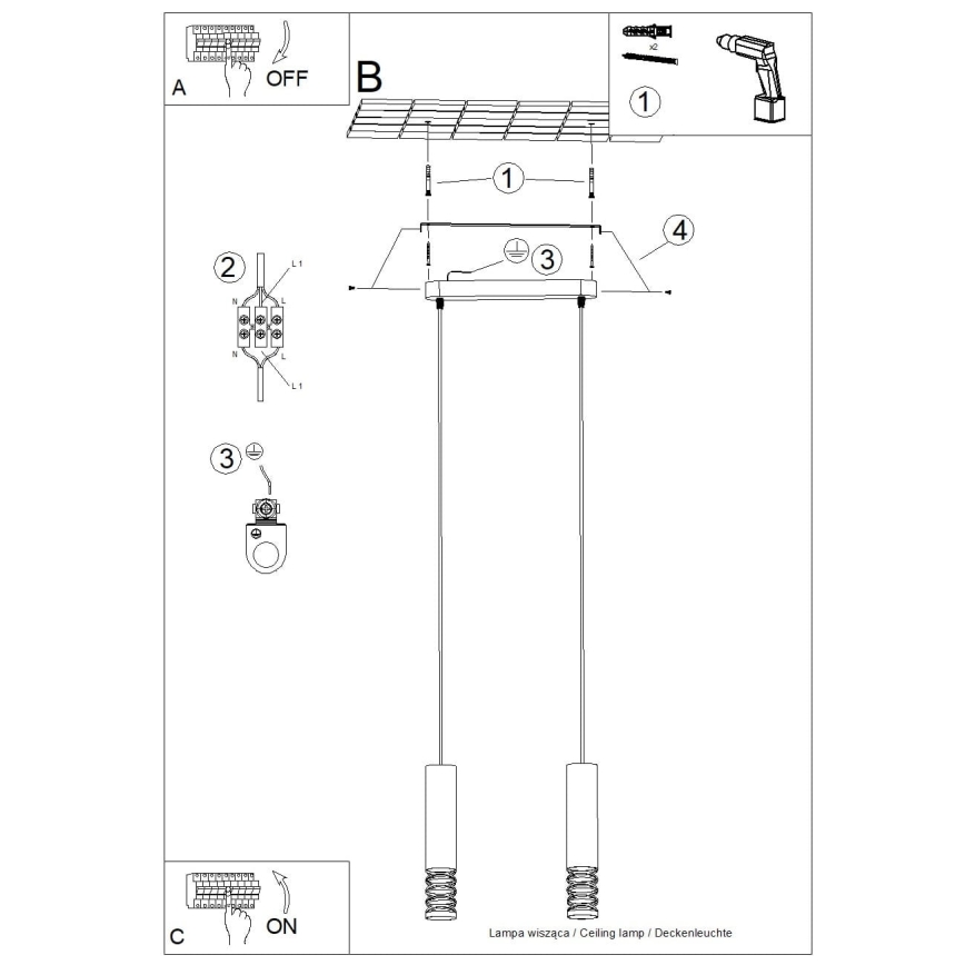 Lühter LAMI 2xGU10/10W/230V valge