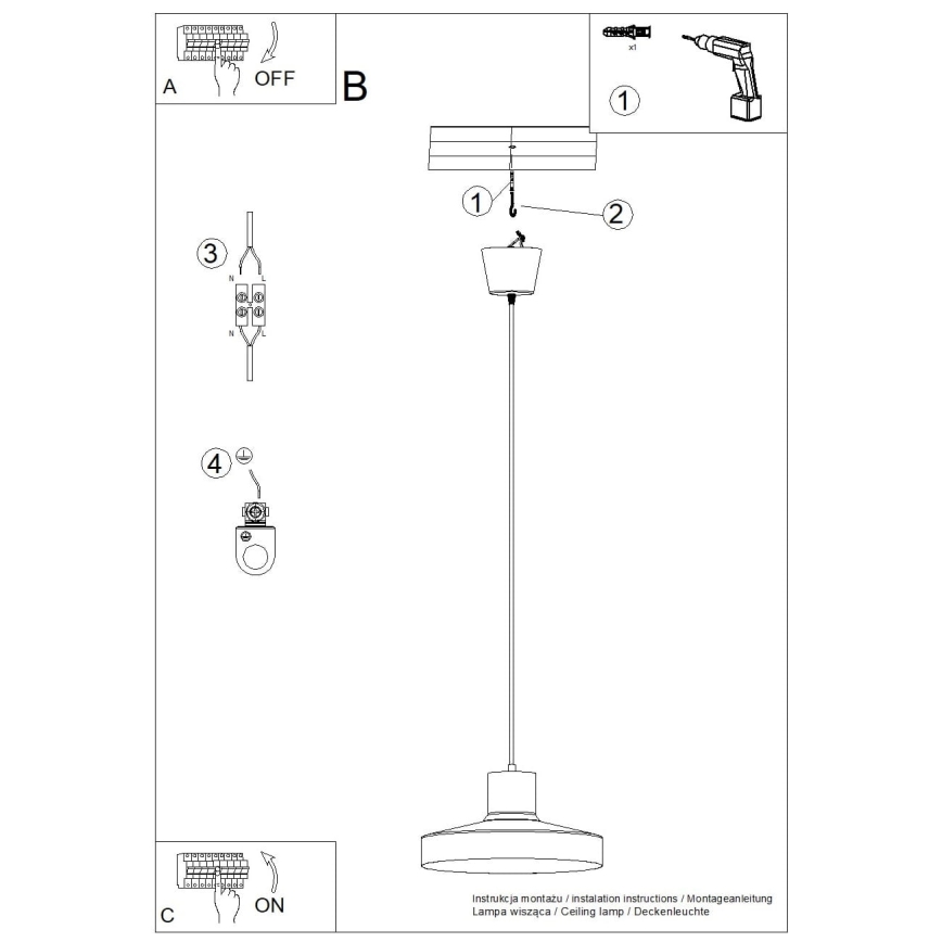 Lühter BILO 1xE27/15W/230V d. 35 cm must