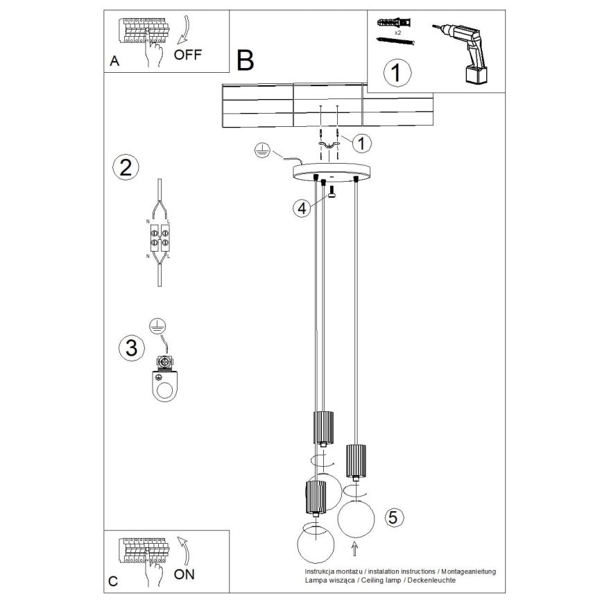 Lühter HALO 3xG9/8W/230V d. 25 cm punane